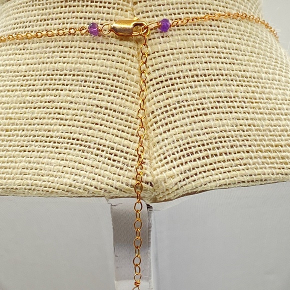 Natural Amethyst Gold Filled Chain Drop Necklace 15"-18" - Picture 4 of 13